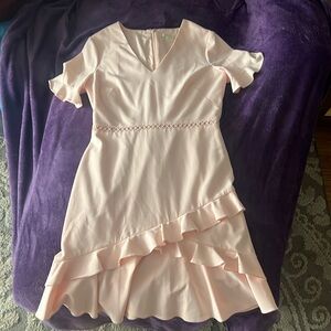 Shoshanna V-Neck Short-Sleeve Ruffle Dress size 8